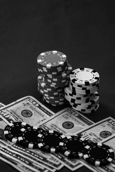 Покерные Фишки Деньги Азартные Игры — стоковое фото