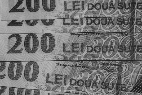 Lei Currency Banknotes Lei Romanian Money Ron Leu Money European — 스톡 사진