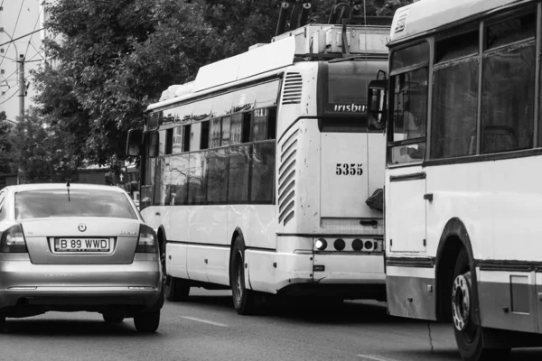 Tráfico Coches Contaminación Atasco Ciudad Centro Bucarest Rumania 2022 —  Fotos de Stock