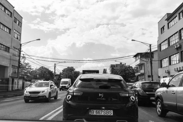 Ruch Samochodowy Zanieczyszczenie Środowiska Korki Centrum Bukaresztu Rumunia 2022 — Zdjęcie stockowe