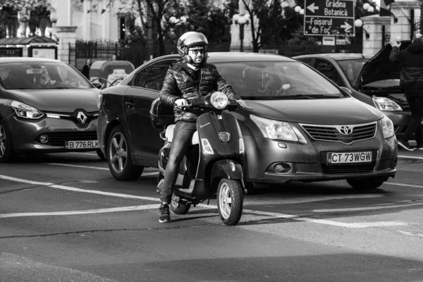 Car Traffic Pollution Traffic Jam City Downtown Bucharest Romania 2022 — Stock Photo, Image