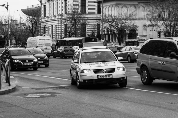 Car Traffic Pollution Traffic Jam City Downtown Bucharest Romania 2022 — Stock Photo, Image