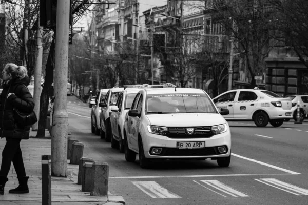 Автомобильное Движение Загрязнение Пробка Центре Города Бухарест Румыния 2022 Год — стоковое фото