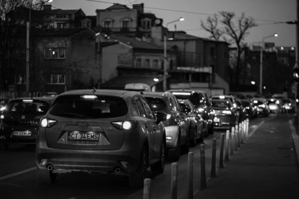 Traffico Automobilistico Inquinamento Ingorgo Urbano Centro Bucarest Romania 2022 — Foto Stock
