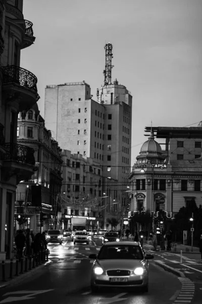 Car Traffic Pollution Traffic Jam City Downtown Bucharest Romania 2022 — Stock Photo, Image