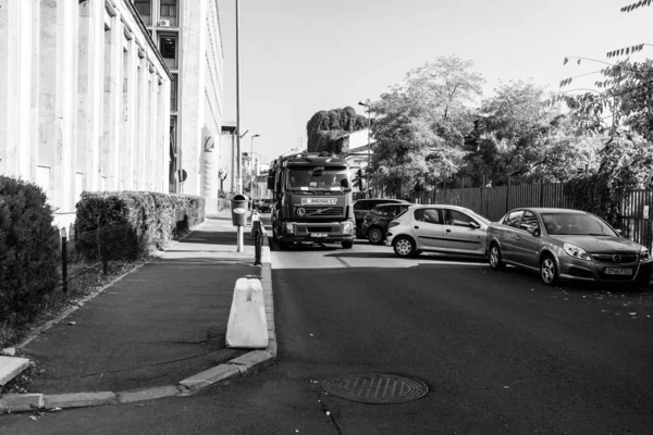 Araba Trafiği Kirlilik Trafik Sıkışıklığı Şehir Merkezi Bükreş Romanya 2022 — Stok fotoğraf