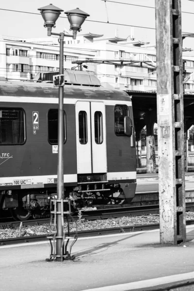 Comboio Bucareste Estação Ferroviária Norte Gara Nord Bucareste Roménia 2022 — Fotografia de Stock