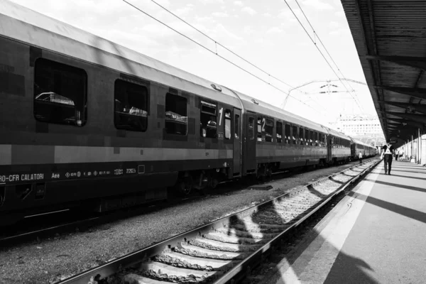 Comboio Bucareste Estação Ferroviária Norte Gara Nord Bucareste Roménia 2022 — Fotografia de Stock