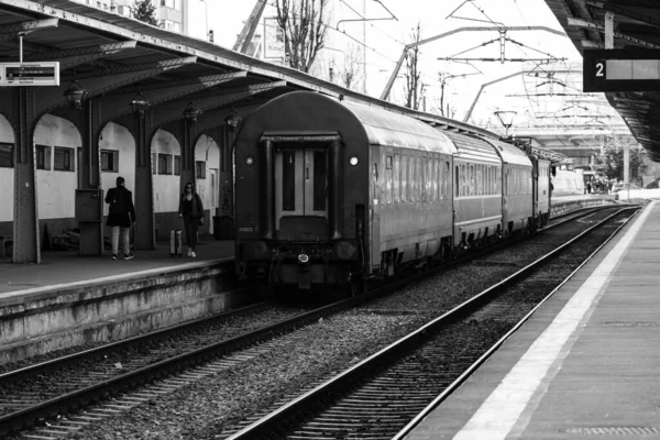 Comboio Bucareste Estação Ferroviária Norte Gara Nord Bucareste Roménia 2022 — Fotografia de Stock