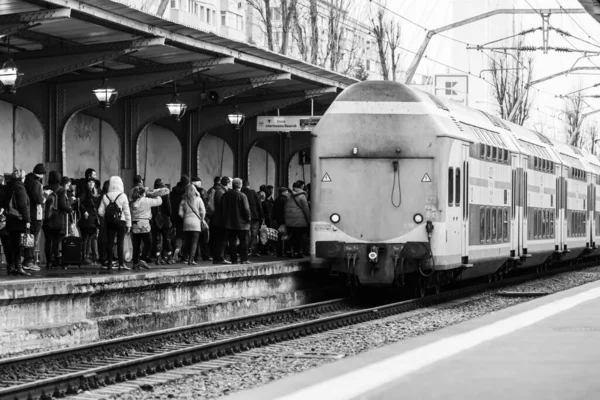 Train Gare Bucarest Nord Gara Nord Bucarest Roumanie 2022 — Photo