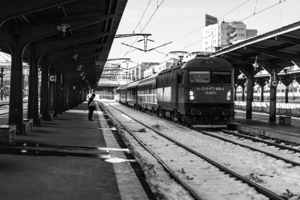 Train Bucharest North Railway Station Gara Nord Bucharest Romania 2022 — стокове фото