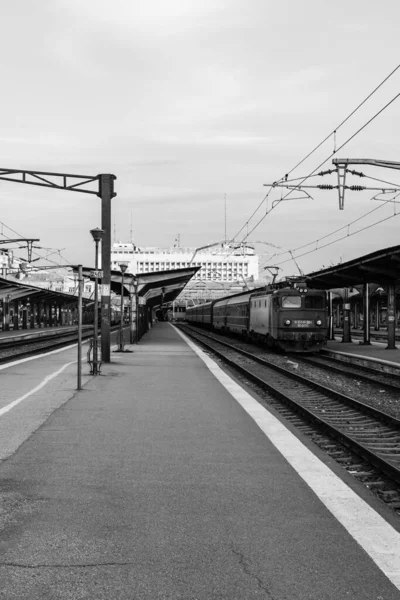 Train Bucharest North Railway Station Gara Bucharest Romania 2022 — стоковое фото