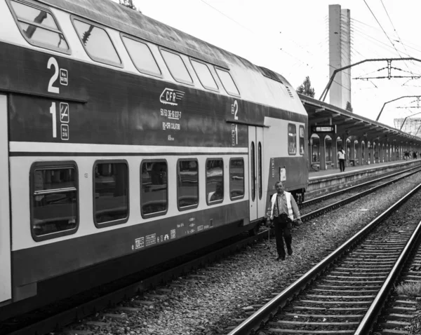 Comboio Bucareste Estação Ferroviária Norte Gara Nord Bucareste Roménia 2022 — Fotografia de Stock