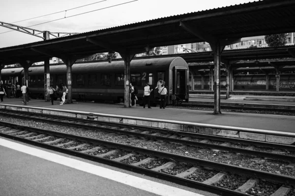 Comboio Bucareste Estação Ferroviária Norte Gara Nord Bucareste Roménia 2022 — Fotografia de Stock