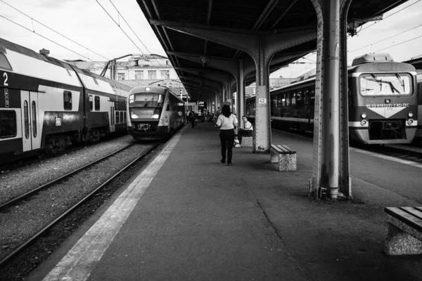 Comboio Bucareste Estação Ferroviária Norte Gara Nord Bucareste Roménia 2022 — Fotografia de Stock