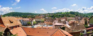 Panoramic landscape of the old town of Sighisoara, Transylvania