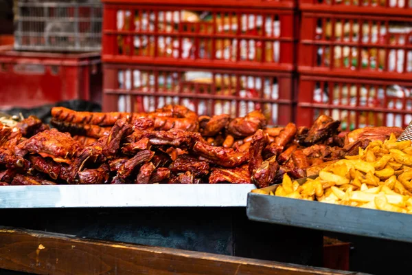 Grillen Lekker Eten Barbecue Biefstuk Worstjes Grill Food Festival — Stockfoto