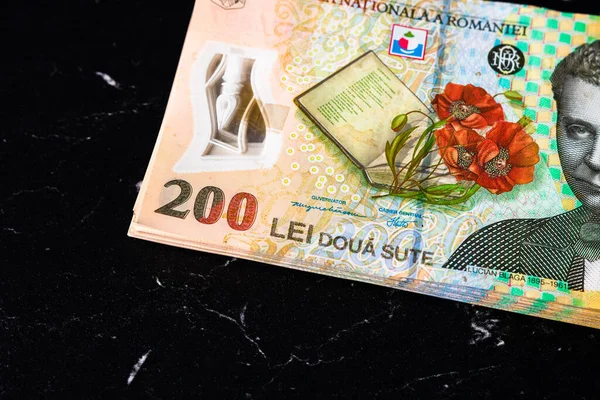 Montón Dinero Rumano Lei Ron Leu Money Moneda Europea — Foto de Stock