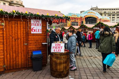 People at Bucharest Christmas Market in downtown Bucharest, Romania, 2022