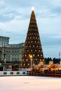 People at Bucharest Christmas Market in downtown Bucharest, Romania, 2022