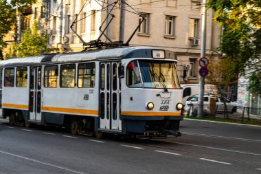 STB tram or tramvai in Bucharest, Romania, 2022