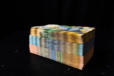 Bir yığın LEI Romanya parası. RON Leu Para Avrupa Para Birimi