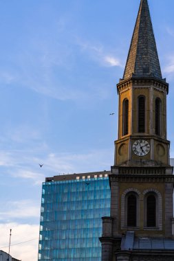 Historic building architecture in Bucharest, Romania, 2022