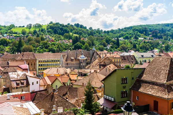 Panoramic landscape of the old town of Sighisoara, Transylvania