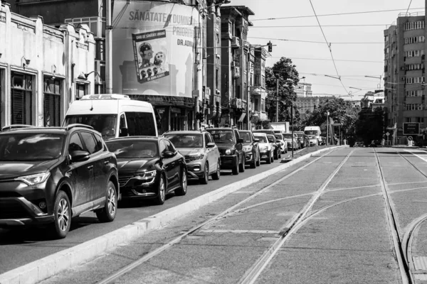 ブカレスト ルーマニア 2022年の自動車交通 交通渋滞 — ストック写真