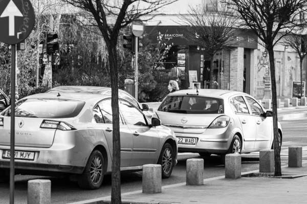 Car Traffic Pollution Traffic Jam Bucharest Romania 2022 — Stock Photo, Image