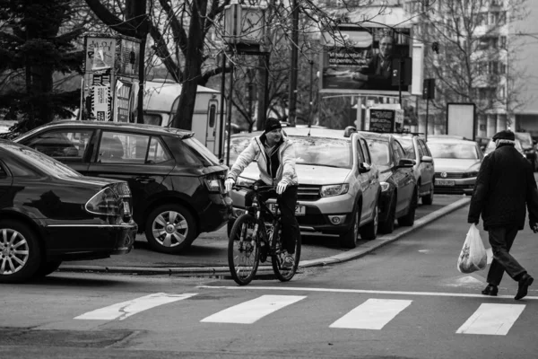 Lalu Lintas Mobil Polusi Kemacetan Lalu Lintas Bucharest Rumania 2022 — Stok Foto