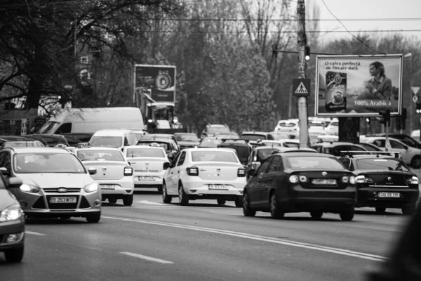 Tráfico Coches Contaminación Atasco Bucarest Rumania 2022 —  Fotos de Stock