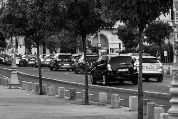 Tráfico Coches Contaminación Atasco Bucarest Rumania 2022 — Foto de Stock