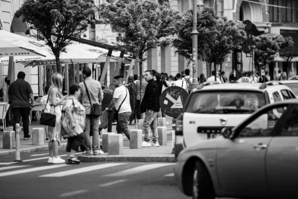 Κυκλοφορία Αυτοκινήτων Ρύπανση Κυκλοφοριακή Συμφόρηση Στο Βουκουρέστι Ρουμανία 2022 — Φωτογραφία Αρχείου