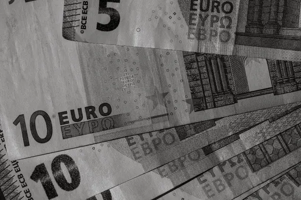 Menutup Uang Kertas Euro Latar Belakang Uang Euro Yang Terisolasi — Stok Foto