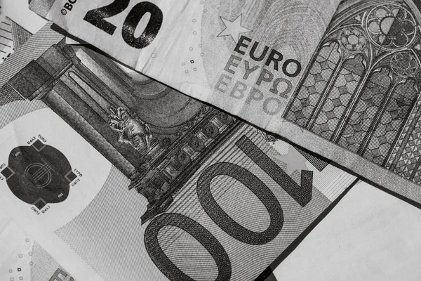 Närbild Eurosedlar Bakgrund Pengar Euro Isolerad — Stockfoto