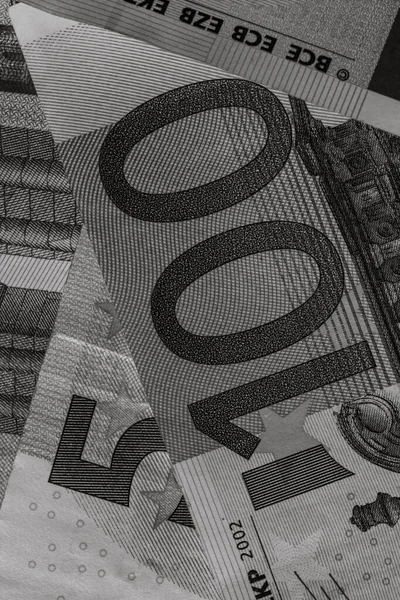 Zbliżenie Banknotów Euro Tło Wyodrębnionych Pieniędzy Euro — Zdjęcie stockowe