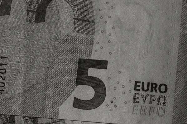 Выборочный Акцент Деталях Банкнот Евро Закройте Макродетали Банкнот Евро Изолированы — стоковое фото