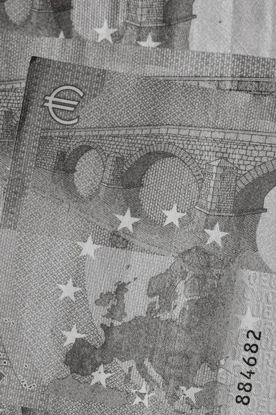 Выборочный Акцент Деталях Банкнот Евро Закройте Макродетали Банкнот Номиналом Евро — стоковое фото