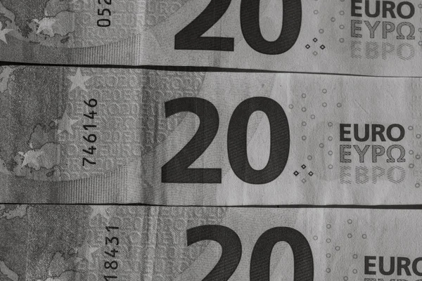 Selective Focus Detail Euro Banknotes Close Macro Detail Money Banknotes — Stock Photo, Image