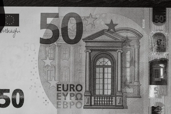 Selective Focus Detail Euro Banknotes Close Macro Detail Money Banknotes — Stock Photo, Image