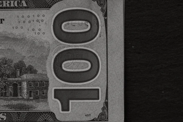 Selektiver Fokus Auf Details Der 100 Dollar Banknote Makrodetails Von — Stockfoto