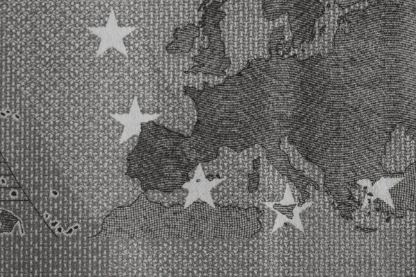 Detalhe Macro Detalhado Das Notas Euro Foto Detalhada Euro Conceito — Fotografia de Stock
