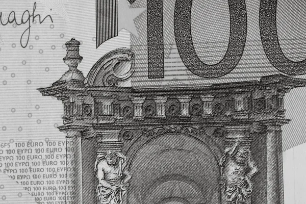 Zbliżenie Makro Szczegółów Banknotów Euro Szczegółowe Zdjęcie Euro Koncepcja Pieniądza — Zdjęcie stockowe