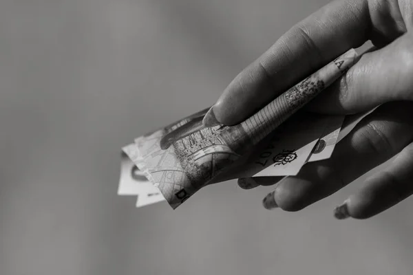 Επιλεκτική Εστίαση Στις Λεπτομέρειες Των Τραπεζογραμματίων Lei Μετρώντας Δίνοντας Ρουμανικά — Φωτογραφία Αρχείου