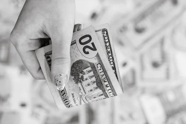 Χέρι Δίνοντας Χρήματα Όπως Δωροδοκία Συμβουλές Που Απομονώνονται Φόντο Τραπεζογραμματίων — Φωτογραφία Αρχείου