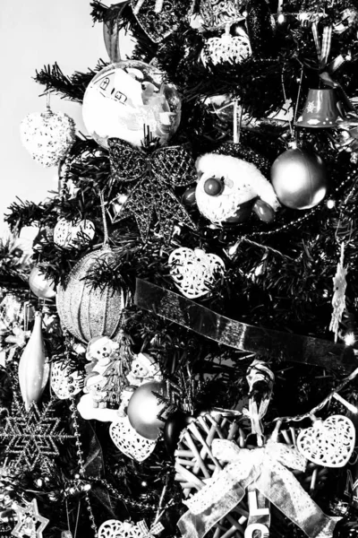 Díszített Karácsonyi Díszek Homályos Fények — Stock Fotó