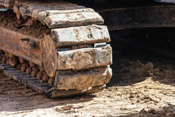 Dettaglio Dell Escavatore Industriale Che Lavora Cantiere — Foto Stock