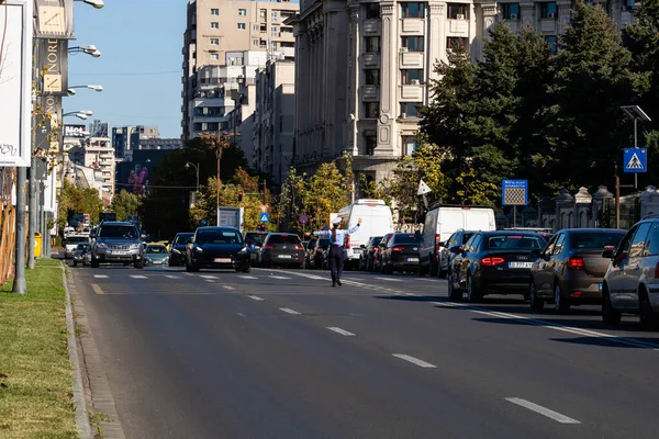 Traffico Automobilistico All Ora Punta Inquinamento Automobilistico Ingorgo Bucarest Romania — Foto Stock