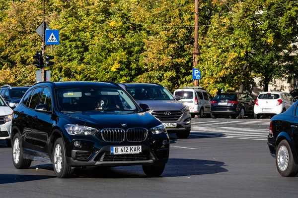 Trafic Automobile Aux Heures Pointe Pollution Automobile Embouteillage Bucarest Roumanie — Photo